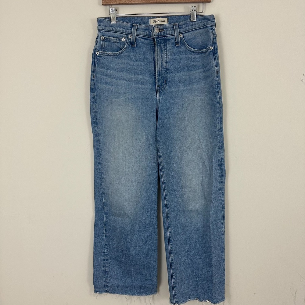 Madewell The Perfect Vintage Wide-Leg Crop Jeans Blue Denim Womens 28